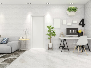 spacious living room design of modern residence, with sofa, tea table, decorative painting, etc