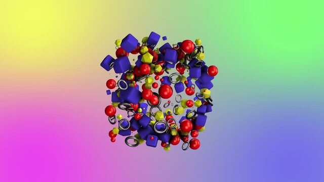 conjunto de figuras geom&eacute;tricas animadas bailando al azar