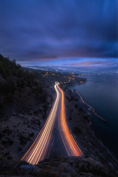 Light trails on Cave Rock