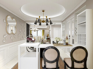 warm dining room area design, wooden table and chair