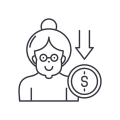 Retirement plans icon, linear isolated illustration, thin line vector, web design sign, outline concept symbol with editable stroke on white background.