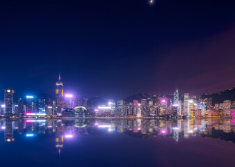 Fototapeta na wymiar Cityscape at Victoria Harbour in Hong Kong