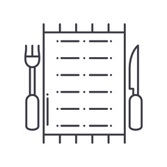 Restaurant in hotel icon, linear isolated illustration, thin line vector, web design sign, outline concept symbol with editable stroke on white background.