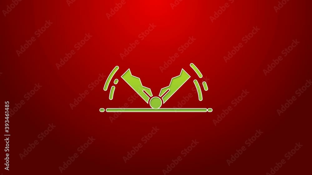 Wall mural green line trap hunting icon isolated on red background. 4k video motion graphic animation