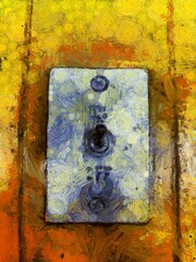 Vintage light switch Illustrations creates an impressionist style of painting.