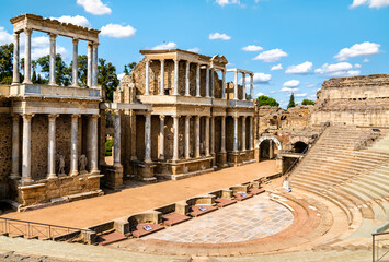The Roman Theatre of Merida, UNESCO world heritage in Spain - obrazy, fototapety, plakaty