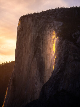 The dry horsetail fire fall in Yosemite