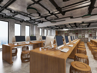 The computer room of modern design is a new type of multimedia classroom, where students can browse information on the Internet