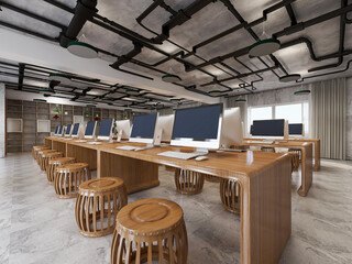 The computer room of modern design is a new type of multimedia classroom, where students can browse information on the Internet