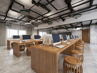 The computer room of modern design is a new type of multimedia classroom, where students can browse information on the Internet