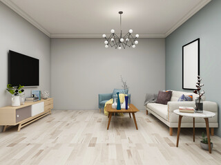 clean and tidy modern living room design, entrance with shoe cabinet, sofa, TV, table, leisure chair and other facilities