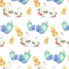 ポリゴン風お正月縁起物背景連続パターン