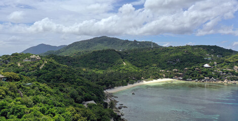 Fototapeta na wymiar Aerial drone view of Ko Tao Island in the Gulf of Thailand