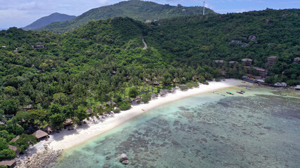 Aerial drone view of Ko Tao Island in the Gulf of Thailand