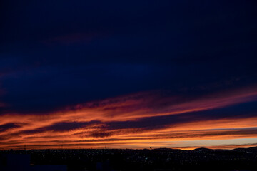 Queretaro skyline and clouds at sunset