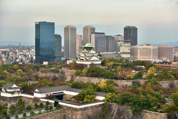 Fototapeta premium 日本の大阪城の紅葉
