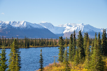 Fototapeta na wymiar Denali National Park, AK / USA - Sept. 10, 2012: A landscape of the Alaskan wilderness.