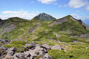 Fototapeta na wymiar 前天狗から見た夏のニペソツ山（北海道・ニペソツ山） 