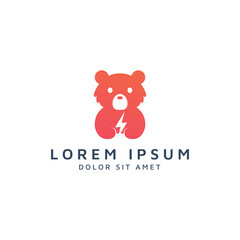 bear and lightning negative space logo design