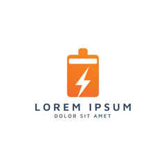battery and lightning negative space logo design