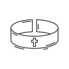 Religion circle icon, linear isolated illustration, thin line vector, web design sign, outline concept symbol with editable stroke on white background.