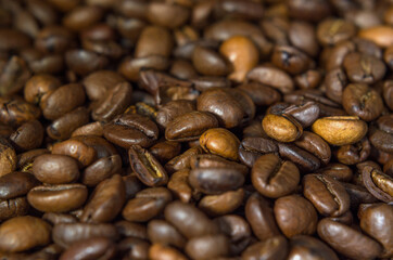 aromatic roasted coffee beans, texture and background