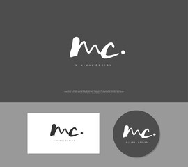 MC Initial handwriting or handwritten logo for identity. Logo with signature and hand drawn style.