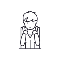 Student icon, linear isolated illustration, thin line vector, web design sign, outline concept symbol with editable stroke on white background.