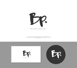 BP Initial handwriting or handwritten logo for identity. Logo with signature and hand drawn style.