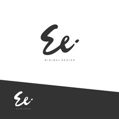 EE Initial handwriting or handwritten logo for identity. Logo with signature and hand drawn style.