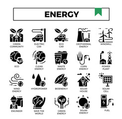 Energy icon set.