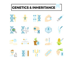 genetics and inheritance icon set.