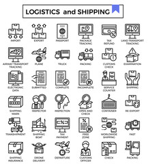 logistics and shipping icon set.