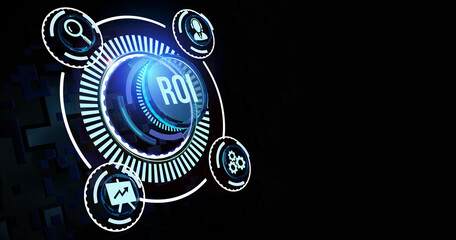 Obraz premium Internet, business, Technology and network concept. ROI Return on investment financial growth concept.