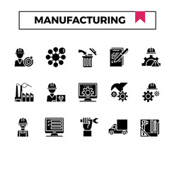 Manufacturing and industry icon set.
