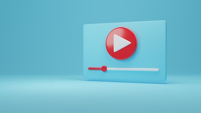 Internet, business, Technology and network concept.video play button, pause icon. minimal social media promotion design. 3d rendering
