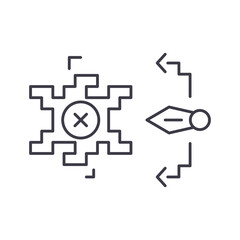 Strategy game icon, linear isolated illustration, thin line vector, web design sign, outline concept symbol with editable stroke on white background.