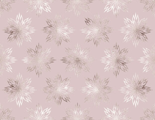 Christmas geometric silver flower decoration seamless pattern.