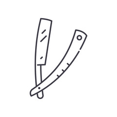 Straight razor icon, linear isolated illustration, thin line vector, web design sign, outline concept symbol with editable stroke on white background.