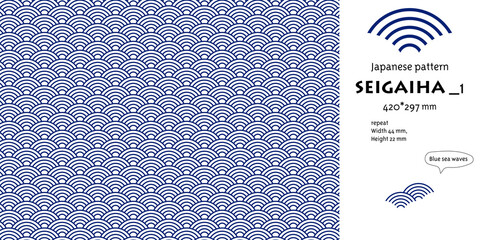 re_Japanese pattern SEIGAIHA blue sea waves_seamless pattern_1
