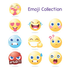 social media emoji collection icons varios expression and reactions
