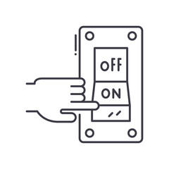 Trun off icon, linear isolated illustration, thin line vector, web design sign, outline concept symbol with editable stroke on white background.