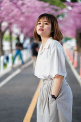 portrait woman young park beautiful fashion