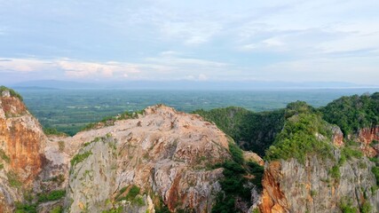 Fototapeta na wymiar Aerial shot of drone Khao Kuha Songkhla Thailand 2020 Drone Mountain unseen songkhla , For now it is very popular.