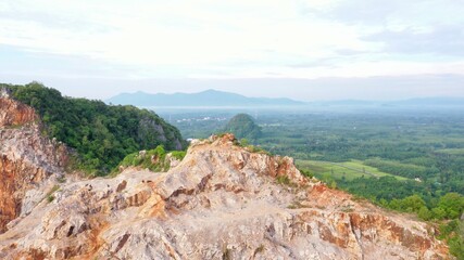 Aerial shot of drone Khao Kuha Songkhla Thailand 2020 Drone Mountain unseen songkhla , For now it is very popular.