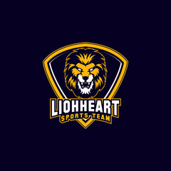 wild lion sports mascot shield with aggressive expression vector icon