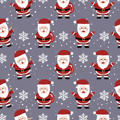 Christmas seamless pattern with santa background, Winter pattern with snowflakes, wrapping paper, winter greetings, web page background, Christmas and New Year greeting cards