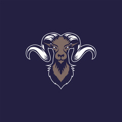mountain goat sports mascot with aggressive expression vector icon