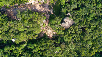 Aerial drone view over the paradise diving island of Koh Tao in the Gulf of Thailand