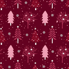 Christmas tree seamless pattern background, wrapping paper, pattern fills, winter greetings, web page background, Christmas and New Year greeting cards